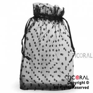 BOLSA ORGANZA NEGRO 20X25 LUNARES HS3978-7 x 1